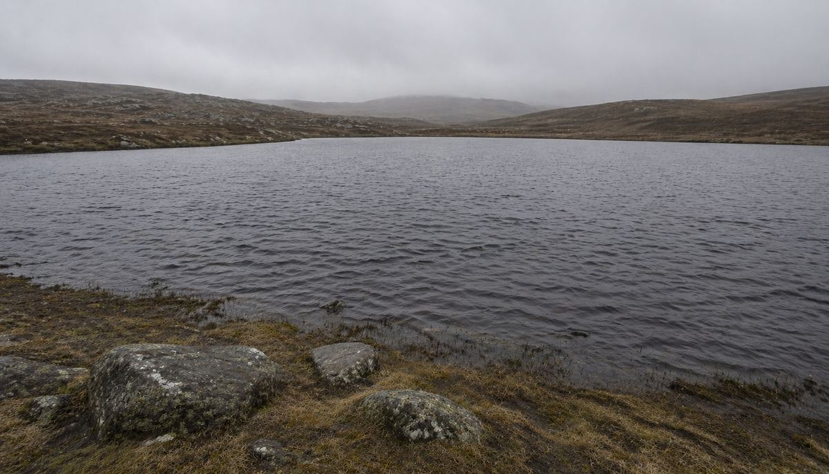 Loch na Fala — the Lake of Blood — an isolated inland loch in the northern Shetland moorland, dark water held in stillness, the place where the oath of blood was sworn.